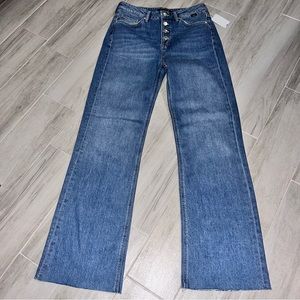 Mavi Jeans Cotton High Rise Wide Leg Button Fly Closure Jeans, Women’s Size 27